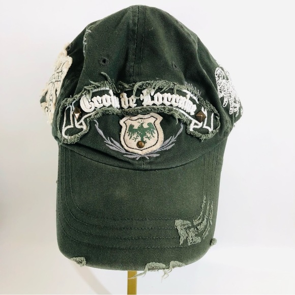 Leader Croix de Lorraine Distressed Green Baseball Cap - Picture 2 of 14